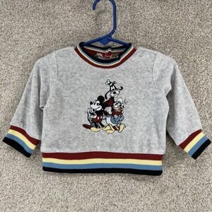 Disney Retro Mickey Mouse & Friends Velour Top Size 3-6 mo Striped Y2K Goofy